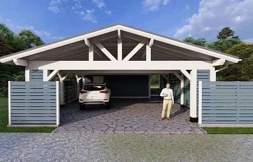 Навес для трех авто с хозблоком СОНАТА — Фото 5