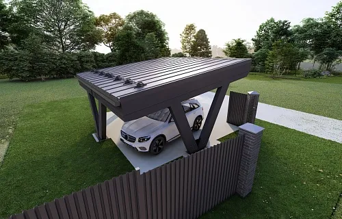 Односкатный навес для двух авто ХАЙТЕК — Фото 9