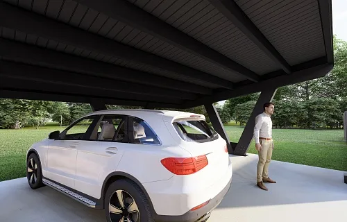 Односкатный навес для двух авто ХАЙТЕК — Фото 11