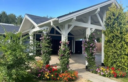 Навес для двух машин с хозблоком ГОРКИ — Фото 2