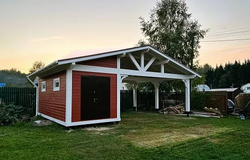 Навес для двух автомобилей с хозблоком БАВАРИЯ MAXI — Фото 8