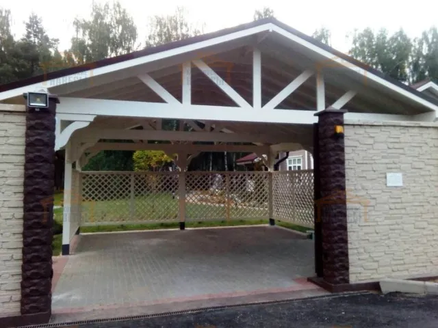 Деревянный навес для машин с перголами ЭДЕМ — Фото 3