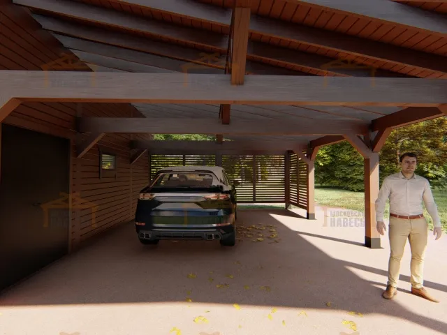 Навес для двух машин с хозблоком КОНАКОВО 2.0 — Фото 8