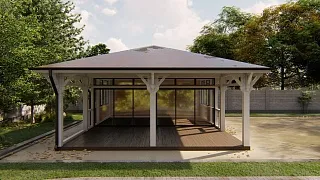 Застекленная беседка ГРАФСКАЯ ПРИСТАНЬ XL - миниатюра