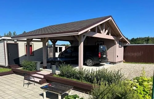 Навес для двух автомобилей с хозблоком КАРЕЛИЯ — Фото 2