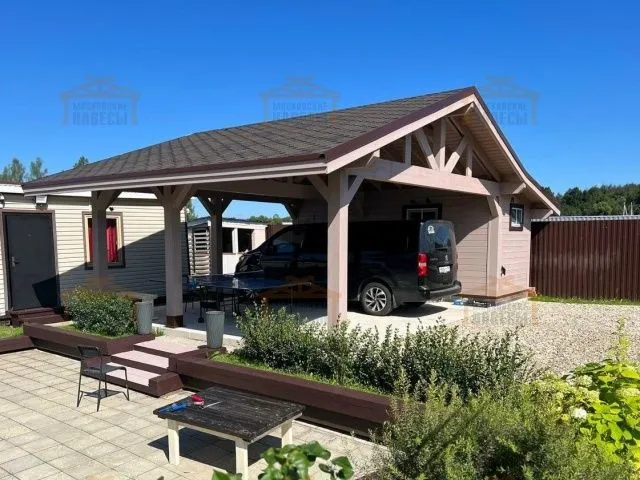 Навес для двух автомобилей с хозблоком КАРЕЛИЯ — Фото 2