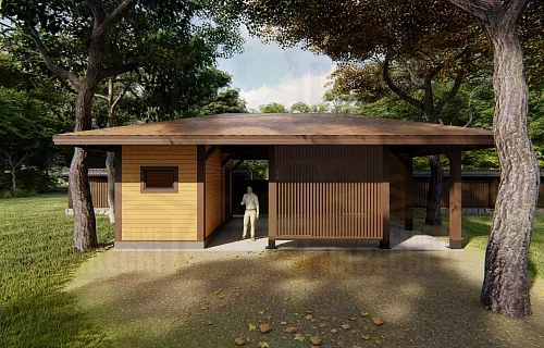 Навес для двух машин с хозблоком ЛЕСНОЙ — Фото 9