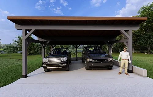 Деревянный односкатный навес для двух авто МОНБЛАН — Фото 5