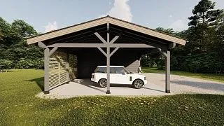 Навес для двух авто с хозблоком ПАРКВИЛЛЬ - миниатюра