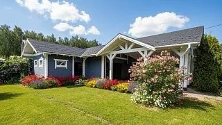 Навес для двух машин с хозблоком ГОРКИ - миниатюра