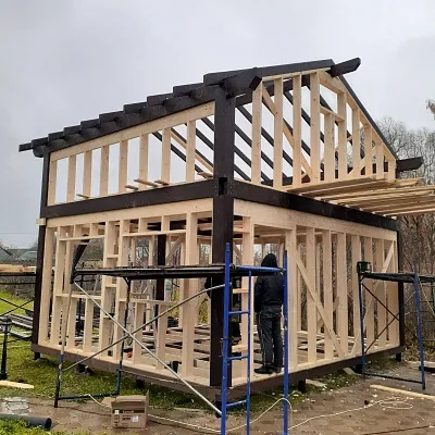 Навес для двух авто с домиком 6х11м