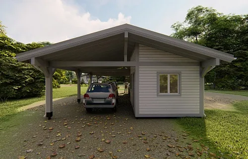 Навес для трех машин c хозблоком ТРИО XL — Фото 7