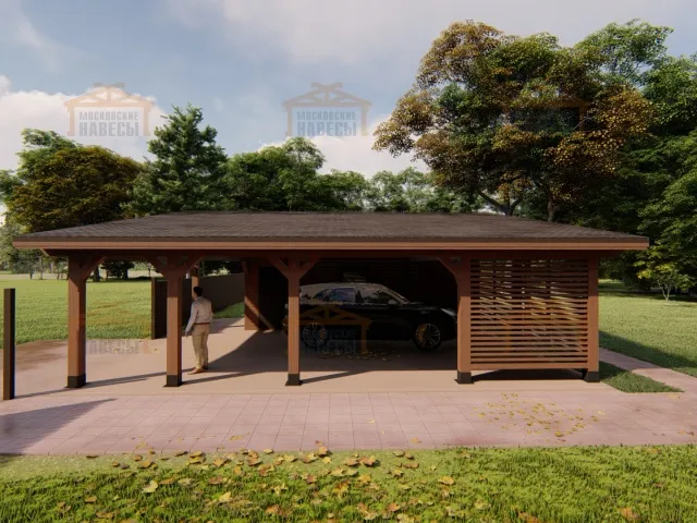 Навес для двух машин с хозблоком КОНАКОВО 2.0 — Фото 7