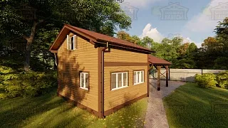 Деревянный навес для двух машин с каркасным домиком ОЛИМП - миниатюра