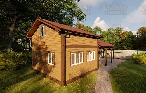 Деревянный навес для двух машин с каркасным домиком ОЛИМП — Фото 14