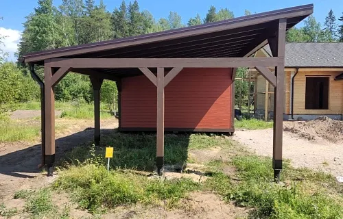 Навес для двух авто с хозблоком МОНОЛИТ — Фото 3