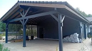 Навес для двух авто с хозблоком ПАРКВИЛЛЬ - миниатюра