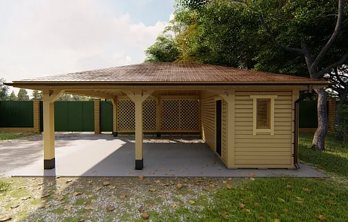 Навес для двух машин с хозблоком МЕЦЦО — Фото 6