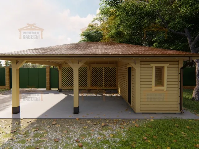 Навес для двух машин с хозблоком МЕЦЦО — Фото 6