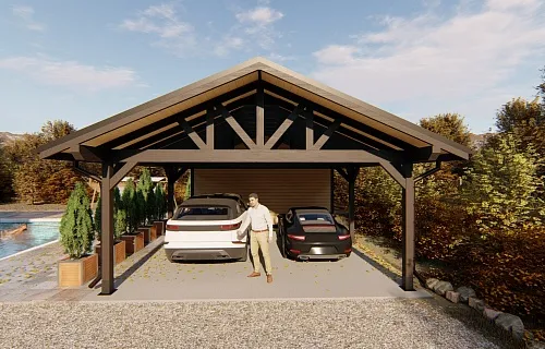 Навес для двух машин с хозблоком РИВЬЕРА — Фото 10