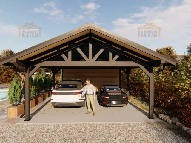 Навес для двух машин с хозблоком РИВЬЕРА — Фото 10