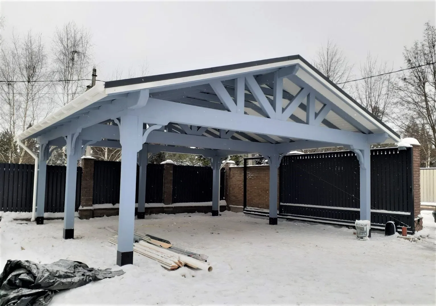 Навес для двух машин НАПОЛЕОН — Фото 12