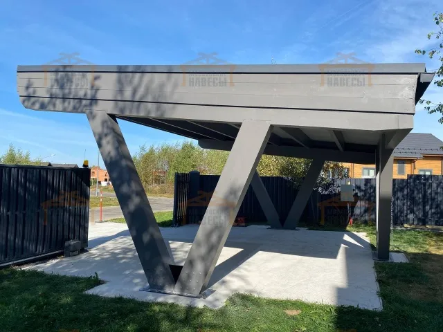 Односкатный навес для двух авто ХАЙТЕК — Фото 5