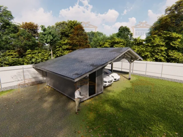 Навес для двух автомобилей с хозблоком КАРЕЛИЯ 2.0 — Фото 9