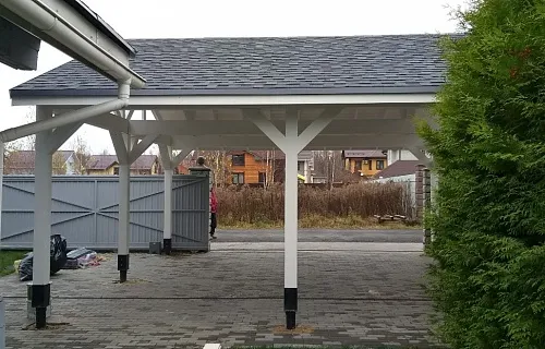 Деревянный навес для двух авто ОСТРОВ — Фото 3