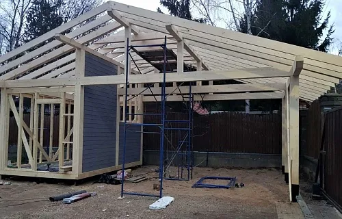 Навес для двух автомобилей с хозблоком КОНСУЛ — Фото 4