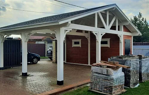 Навес для двух автомобилей с хозблоком БАВАРИЯ — Фото 5