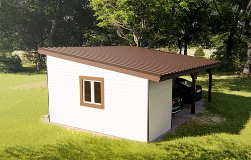 Навес для двух авто с хозблоком МОНОЛИТ — Фото 7