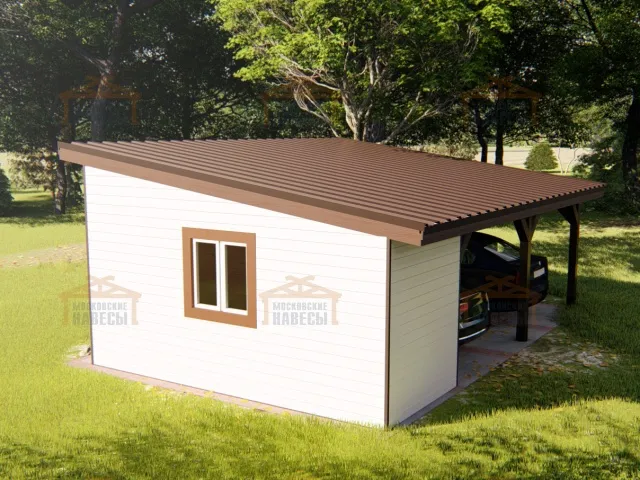 Навес для двух авто с хозблоком МОНОЛИТ — Фото 7