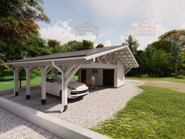 Навес для двух машин с хозблоком ВИКИНГ — Фото 3