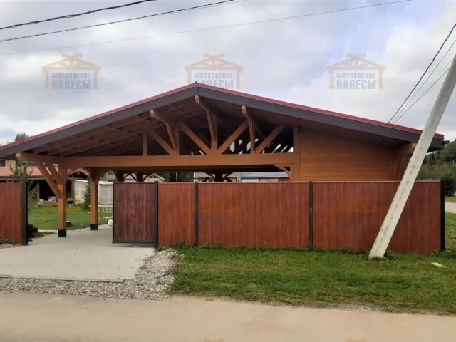 Навес для двух машин с хозблоком ВИКИНГ — Фото 10