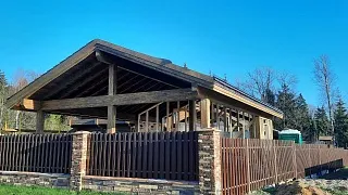 Навес для двух машин с хозблоком ФЭМИЛИ - миниатюра