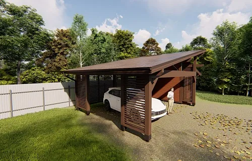 Навес для двух машин с хозблоком КОНАКОВО — Фото 10