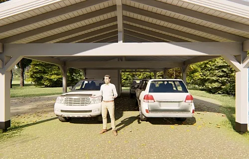 Навес для трех машин c хозблоком ТРИО XL — Фото 5