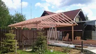 Деревянный навес для двух авто СМАРТВИЛЛЬ - миниатюра