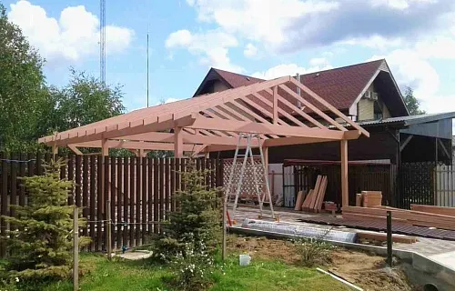 Деревянный навес для двух авто СМАРТВИЛЛЬ — Фото 7