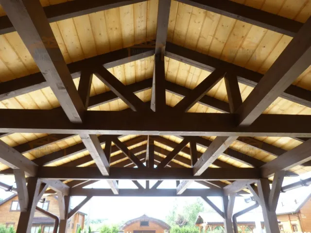 Навес для двух машин с хозблоком ГОРКИ — Фото 9