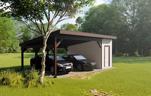 Навес для двух авто с хозблоком МОНОЛИТ — Фото 8