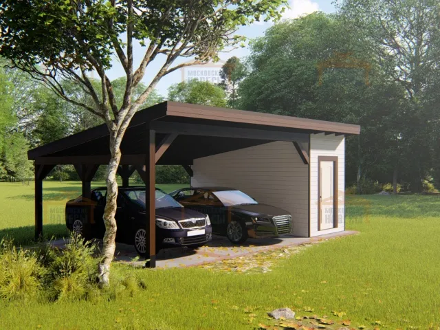 Навес для двух авто с хозблоком МОНОЛИТ — Фото 8