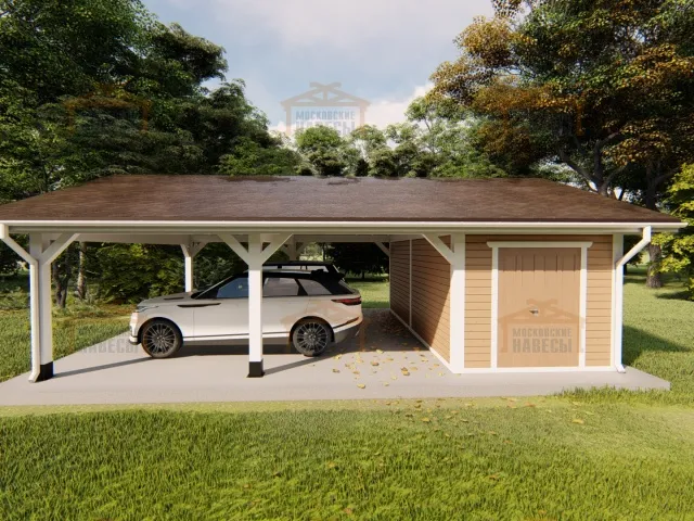 Навес для двух машин с хозблоком РИВЬЕРА 2.0 — Фото 5