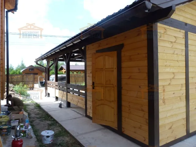 Навес для двух машин с хозблоком ГОРКИ — Фото 7