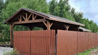 Навес для двух авто с хозблоком ЮПИТЕР - миниатюра