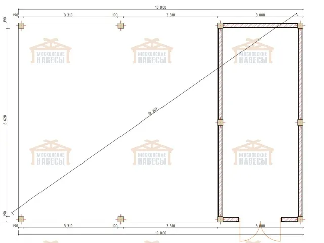 Навес для двух машин с хозблоком РИВЬЕРА 2.0 — Фото 10