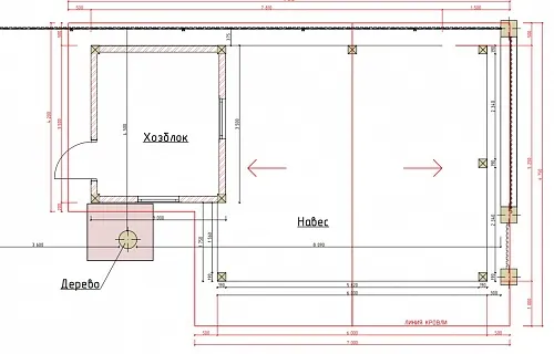 Навес для двух автомобилей с хозблоком АРАРАТ — Фото 5