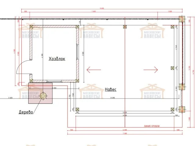 Навес для двух автомобилей с хозблоком АРАРАТ — Фото 5