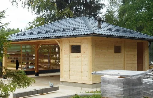 Деревянный навес для машин с хозблоком ЛИНКОЛЬН — Фото 2